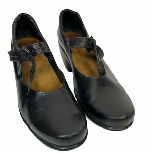 Naot Shoes Mary Jane Block Heel size 8 Women Black Leather Hook & Loop Comfort
